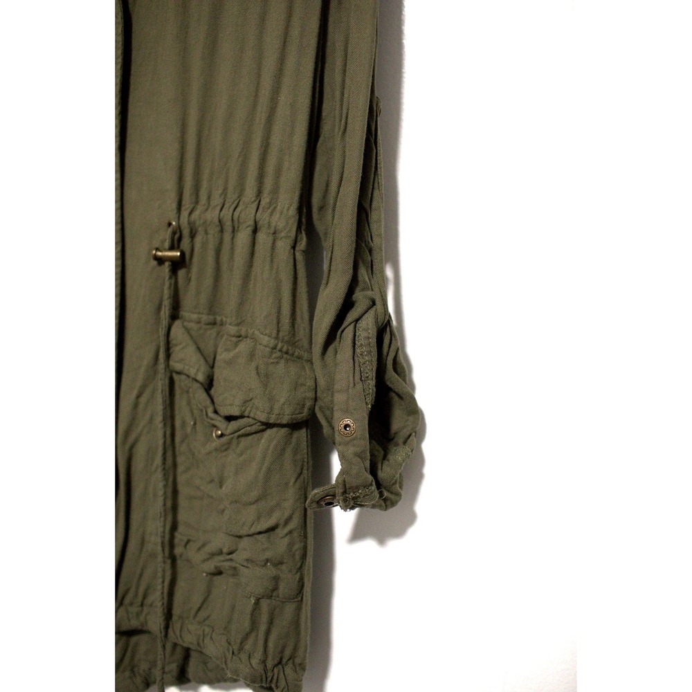 New Look Women Olive Green Utility Anorak Jacket Hooded Drawstring Waist Medium - Picture 4 of 6